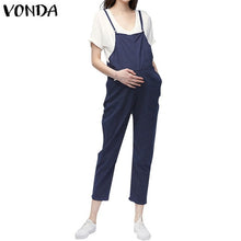 Load image into Gallery viewer, VONDA Maternity Clothings 2019 Pregnant Strap Rompers Womens Jumpsuits Casual Pregnancy Pants Sleeveless Trousers Overalls