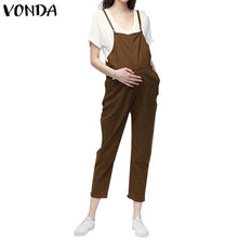 Load image into Gallery viewer, VONDA Maternity Clothings 2019 Pregnant Strap Rompers Womens Jumpsuits Casual Pregnancy Pants Sleeveless Trousers Overalls