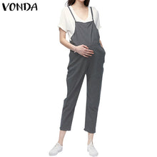 Load image into Gallery viewer, VONDA Maternity Clothings 2019 Pregnant Strap Rompers Womens Jumpsuits Casual Pregnancy Pants Sleeveless Trousers Overalls