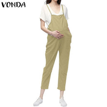 Load image into Gallery viewer, VONDA Maternity Clothings 2019 Pregnant Strap Rompers Womens Jumpsuits Casual Pregnancy Pants Sleeveless Trousers Overalls