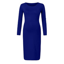 Load image into Gallery viewer, Maternity Dresses Solid O-neck Clothes For Pregnant Women Full Sleeve Above Knee Dress For Pregnant Women Zwangerschaps Kleding