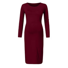Load image into Gallery viewer, Maternity Dresses Solid O-neck Clothes For Pregnant Women Full Sleeve Above Knee Dress For Pregnant Women Zwangerschaps Kleding