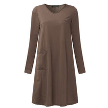 Load image into Gallery viewer, VONDA Maternity Clothing 2019 Women Casual Loose O Neck Long Sleeve Knee-length Pregnant Dress Vestidos Plus Size Vestidos 5XL