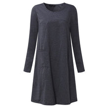 Load image into Gallery viewer, VONDA Maternity Clothing 2019 Women Casual Loose O Neck Long Sleeve Knee-length Pregnant Dress Vestidos Plus Size Vestidos 5XL