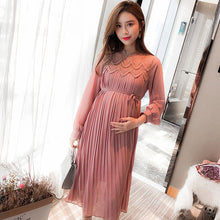 Load image into Gallery viewer, High Quality Chiffon Dresses Maternity Clothes For Pregnant Women Long Sleeve Pleated Dresses Pregnancy Maternity Vestido Spring
