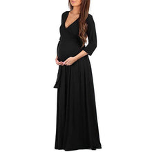Load image into Gallery viewer, Benemaker 2018 Autumn Maternity Long Dresses Women's Pregnancy Dress V-Neck Long Sleeve Clothes For Pregnant Women Nursing YC001