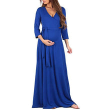 Load image into Gallery viewer, Benemaker 2018 Autumn Maternity Long Dresses Women's Pregnancy Dress V-Neck Long Sleeve Clothes For Pregnant Women Nursing YC001
