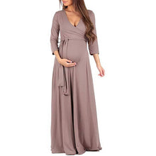 Load image into Gallery viewer, Benemaker 2018 Autumn Maternity Long Dresses Women's Pregnancy Dress V-Neck Long Sleeve Clothes For Pregnant Women Nursing YC001