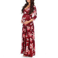 Load image into Gallery viewer, Benemaker 2018 Autumn Maternity Long Dresses Women's Pregnancy Dress V-Neck Long Sleeve Clothes For Pregnant Women Nursing YC001
