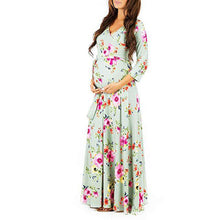 Load image into Gallery viewer, Benemaker 2018 Autumn Maternity Long Dresses Women's Pregnancy Dress V-Neck Long Sleeve Clothes For Pregnant Women Nursing YC001